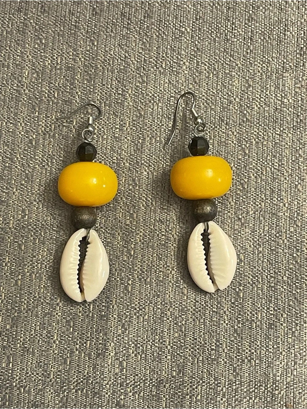 Handcrafted Yellow Dangle Shell Earrings